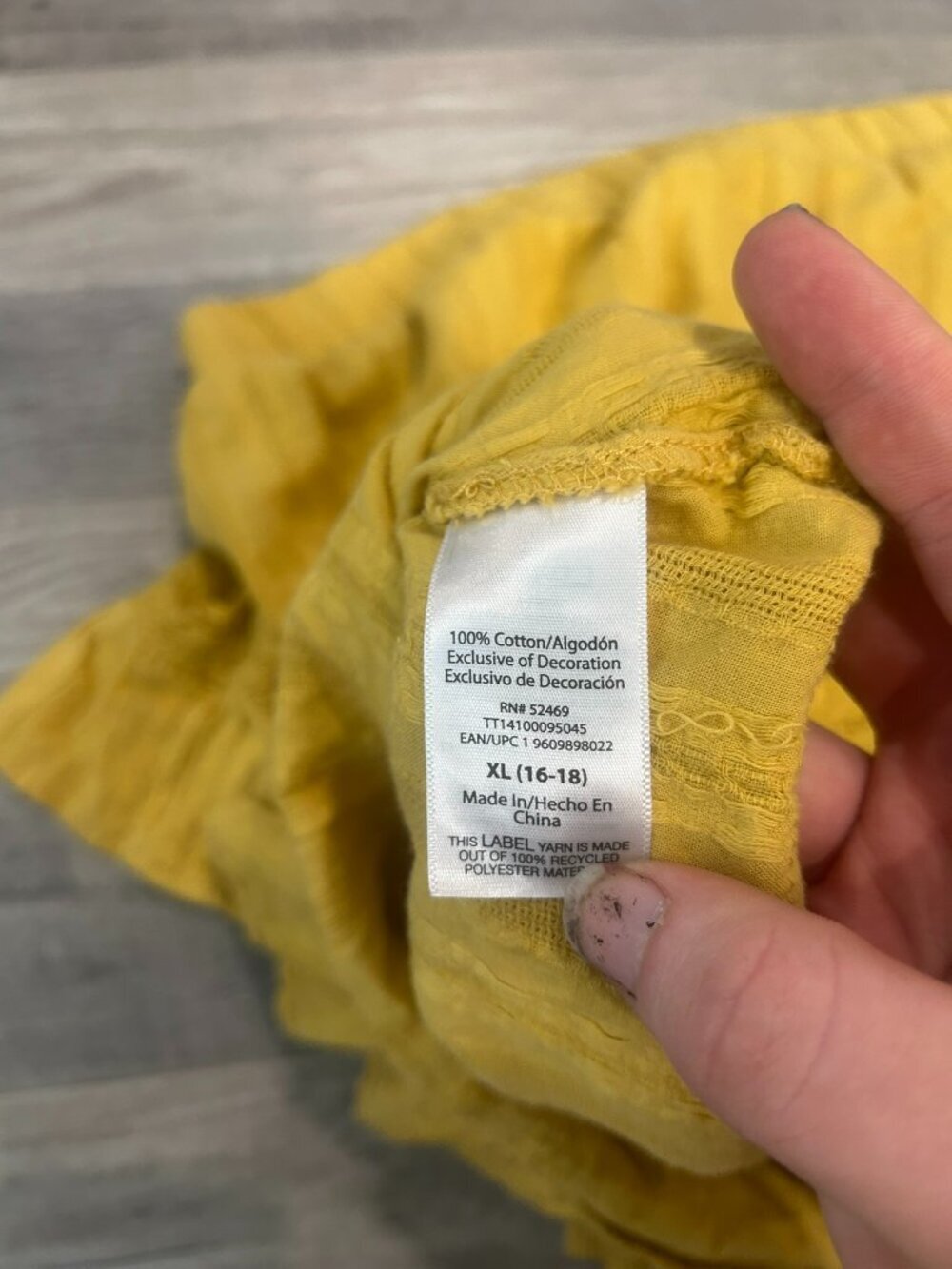 Time & Tru Tiered Yellow Cotton Skirt Size XL Ruffles, Lace, Flirty G22 - Picture 5 of 5
